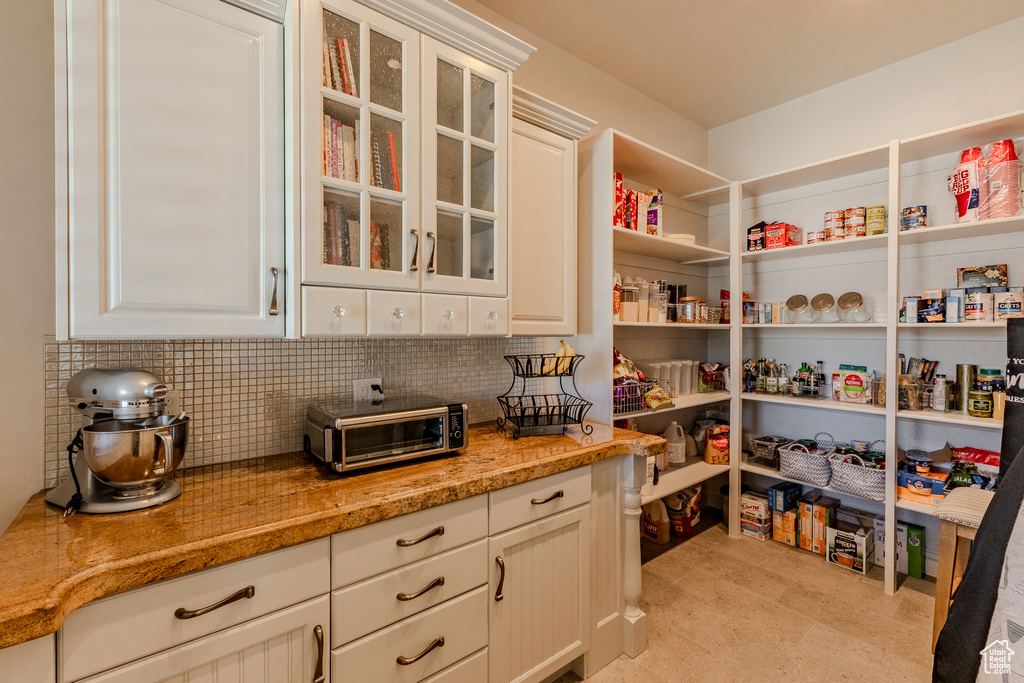 Storage area with a toaster