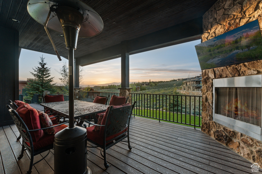 Wooden deck with outdoor dining space