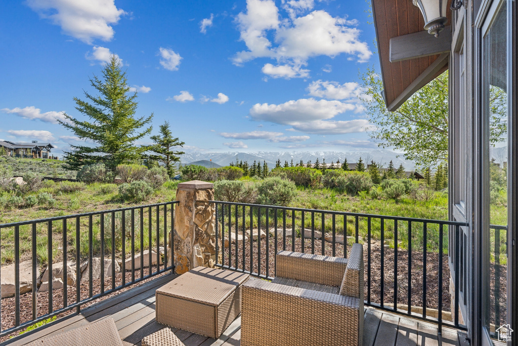Balcony with a mountain view