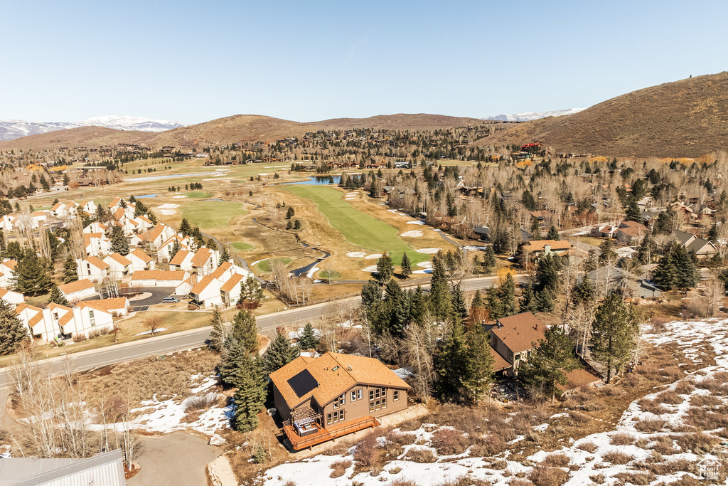 Bird\'s eye view with a residential view, golf course view, and a water and mountain view