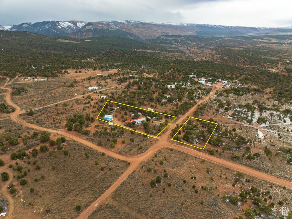 Aerial view with a rural view and a mountain view