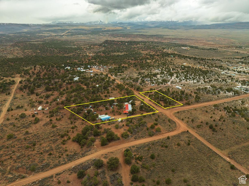 Aerial view with a mountain view and a rural view