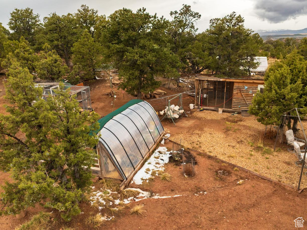View of yard with an outbuilding and an exterior structure