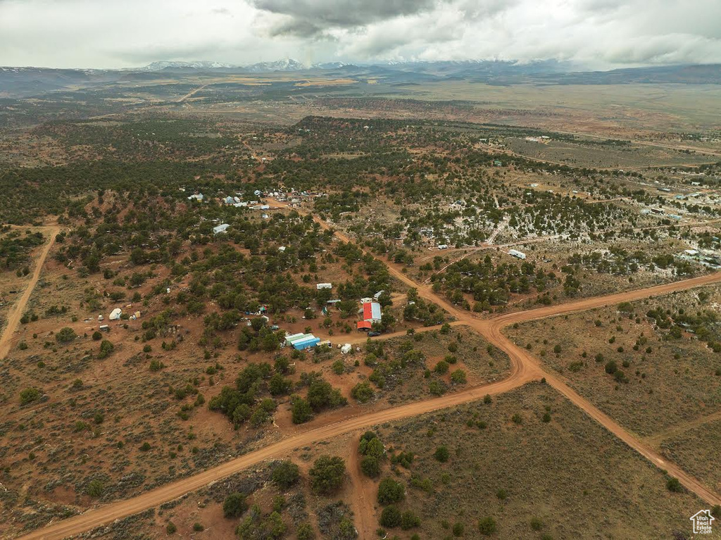 Drone / aerial view with a mountain view and a rural view