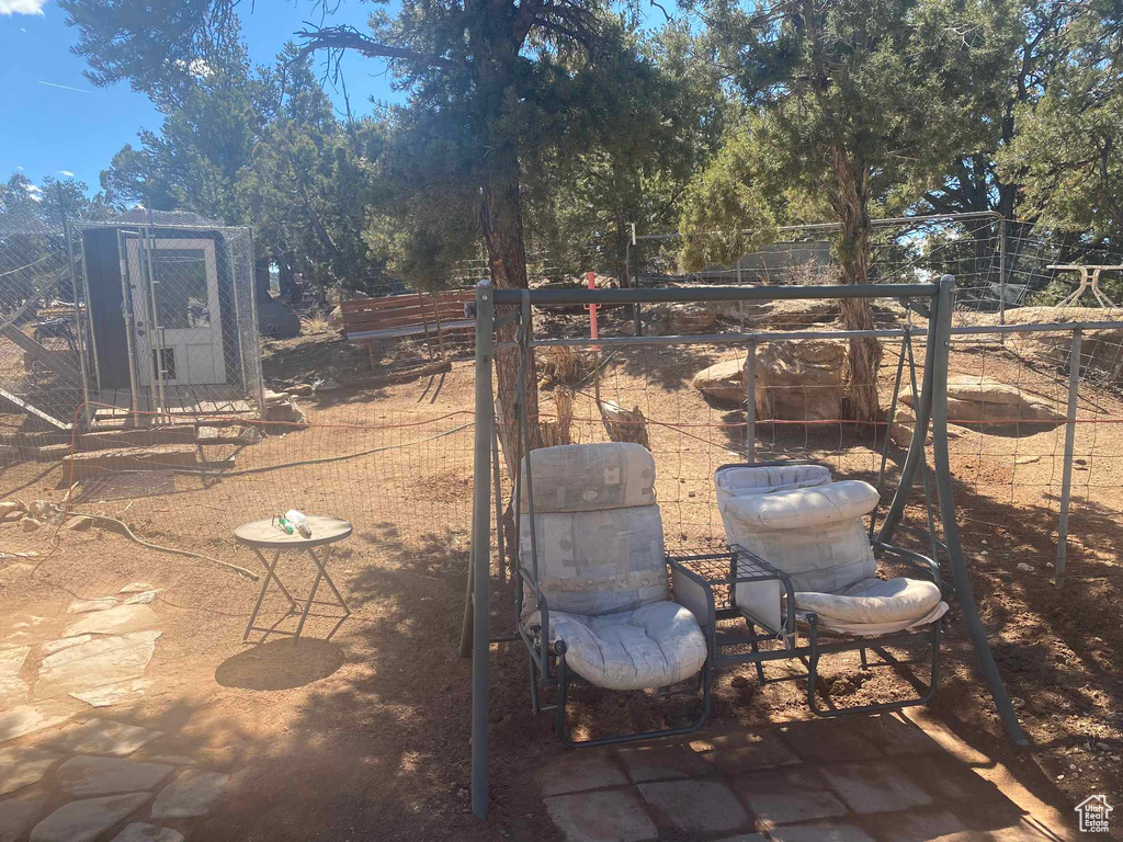 View of yard with fence