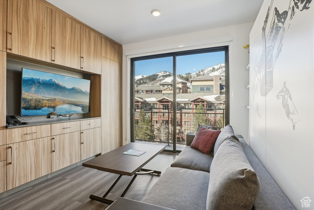 Living area featuring wood finished floors