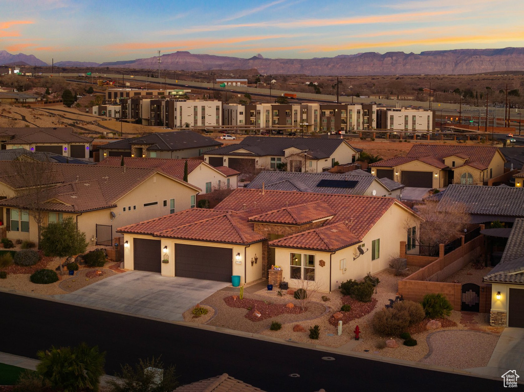 Aerial view with a mountain view and a residential view