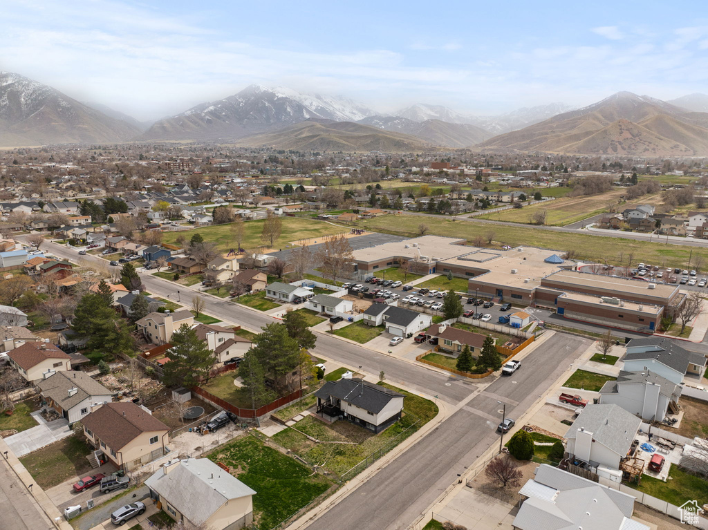 Aerial view with a residential view and a mountain view