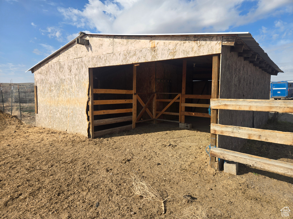 View of outbuilding featuring an exterior structure and an outbuilding