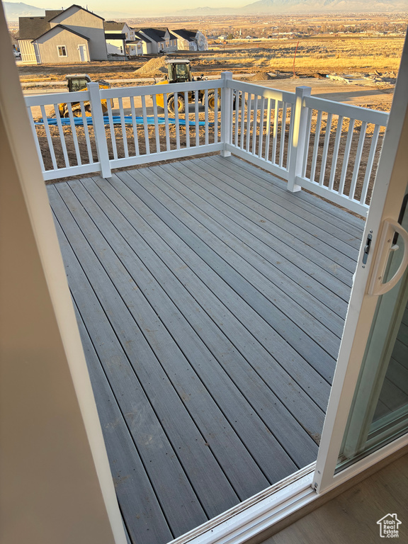 Deck featuring a mountain view