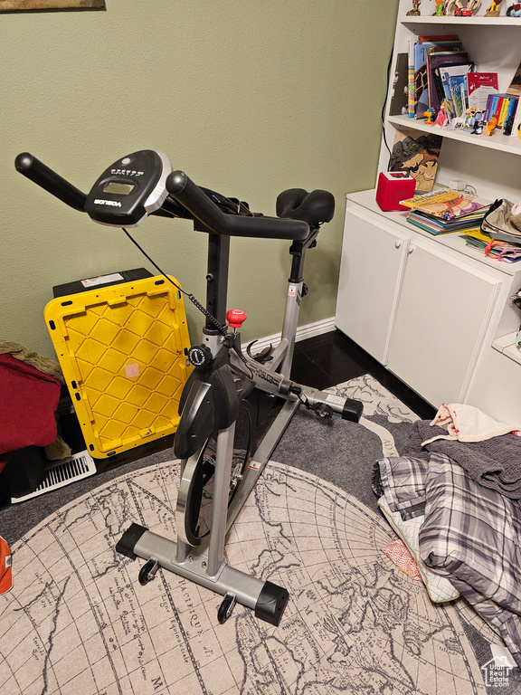 Workout area with baseboards