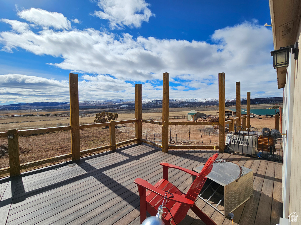 Deck featuring a mountain view