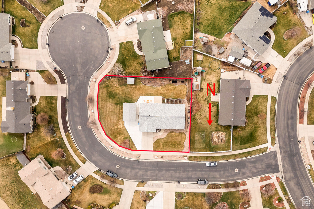 Aerial view with a residential view