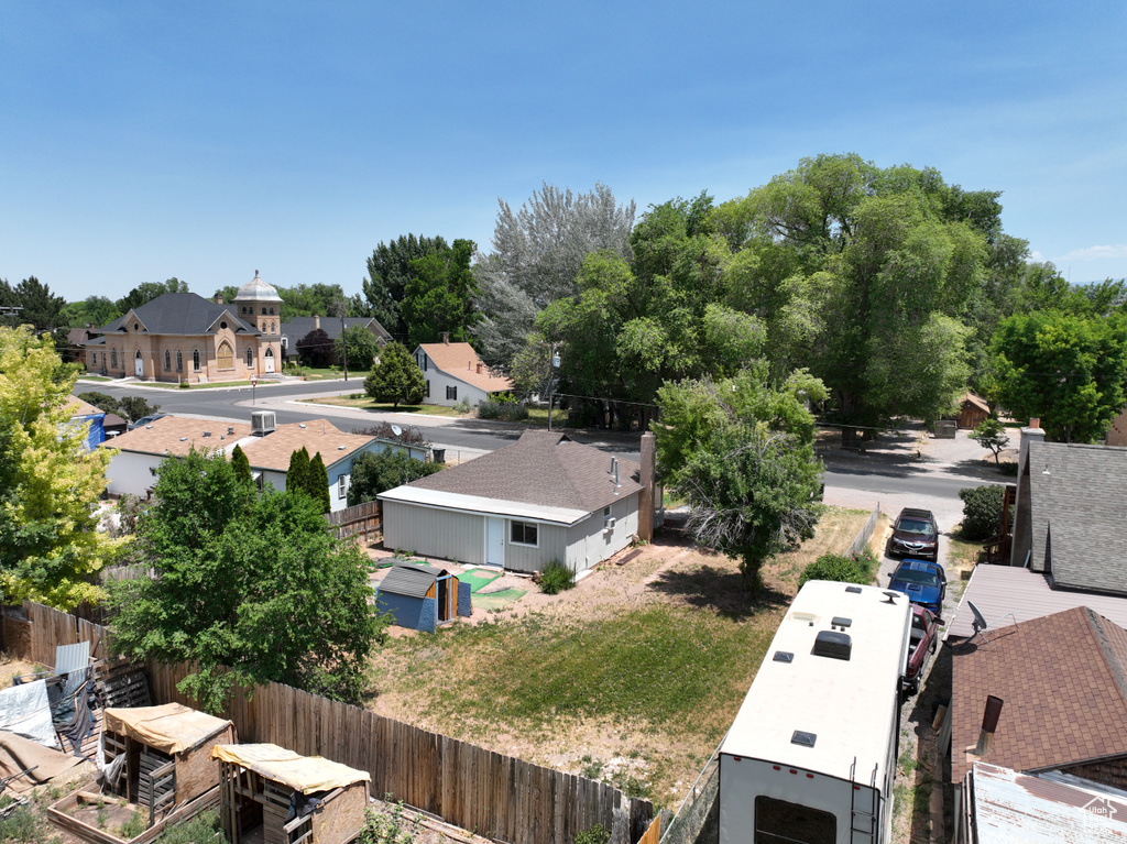 Aerial perspective of suburban area