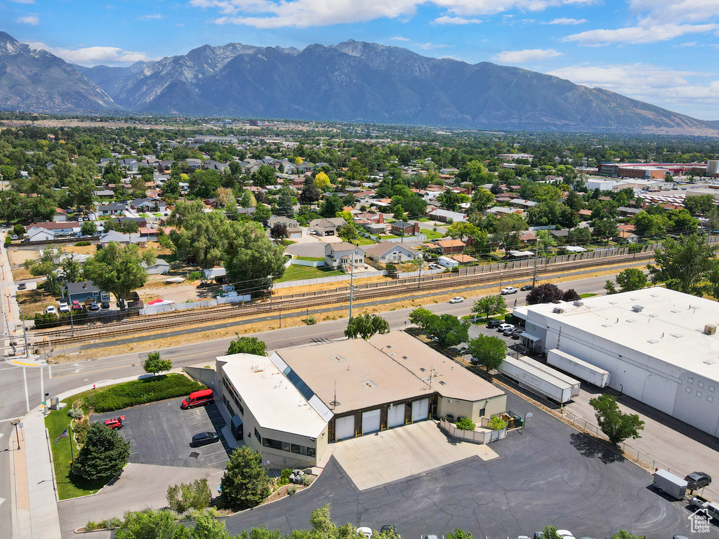 Aerial view featuring a mountain view