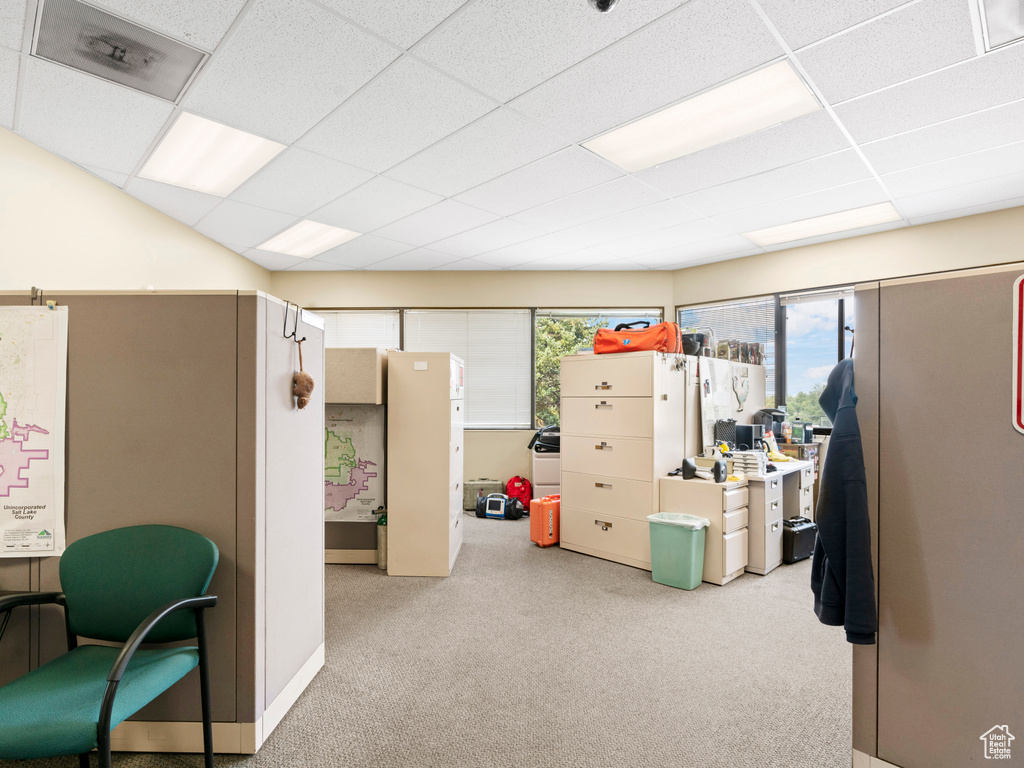 Interior space with a drop ceiling