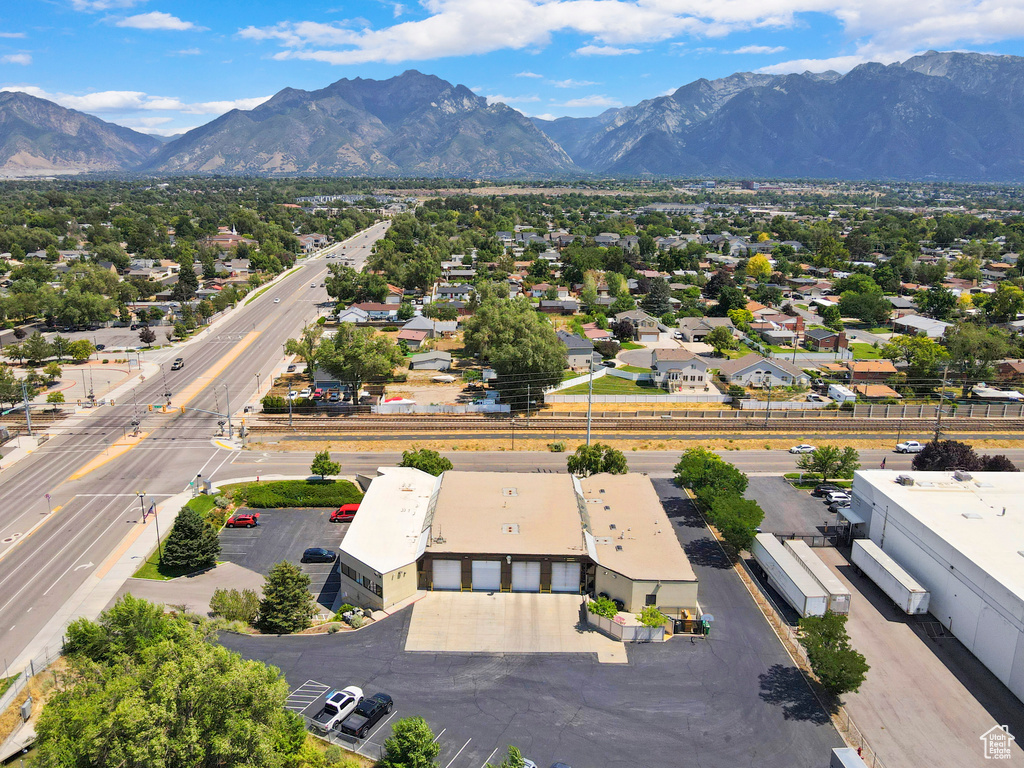 Aerial view featuring a mountain view