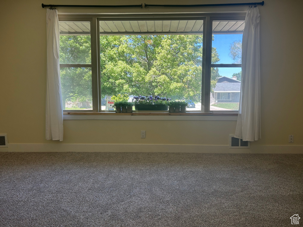 Carpeted empty room with baseboards