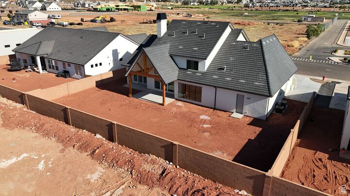Aerial perspective of suburban area