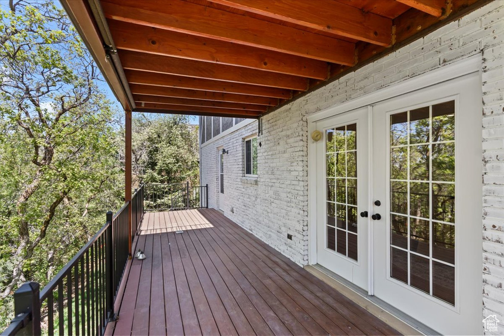 Wooden deck with french doors