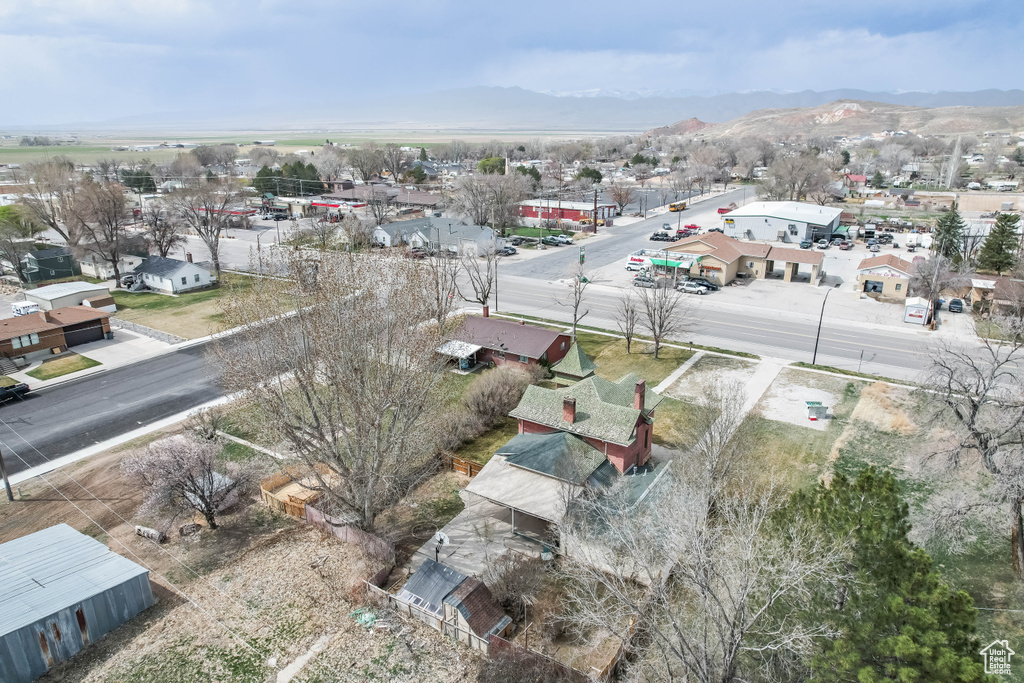 Aerial view featuring a mountain view