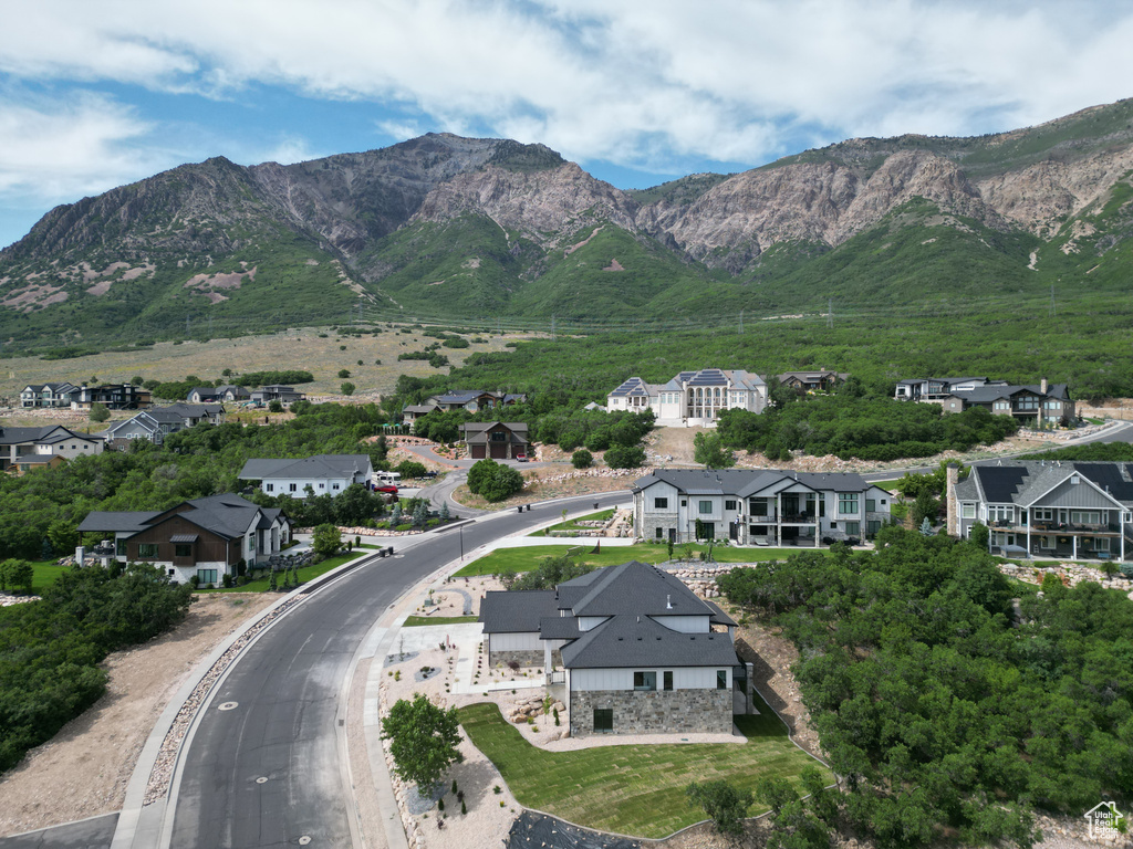 View of mountain backdrop with nearby suburban area