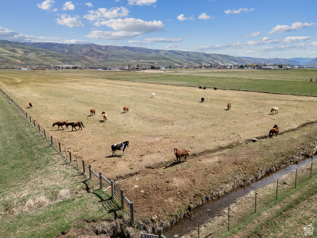 View of mountain background featuring rural landscape and a pastoral area