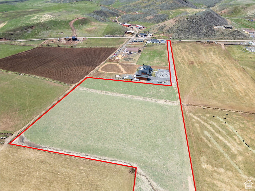View of rural area with property boundaries highlighted