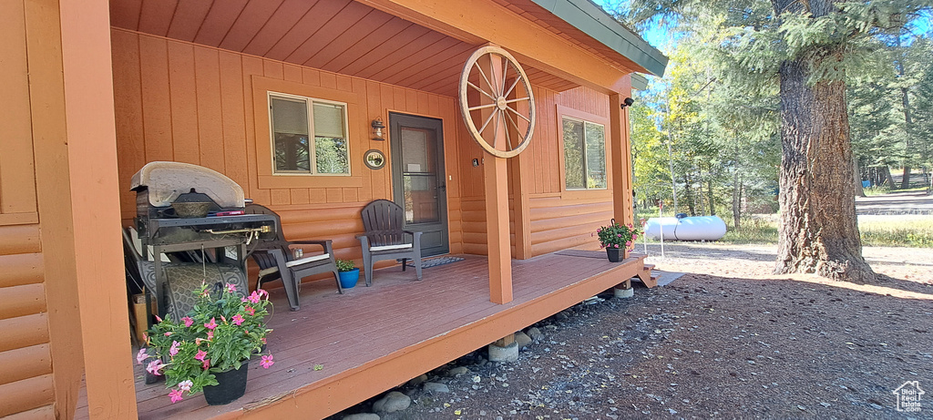 View of wooden deck