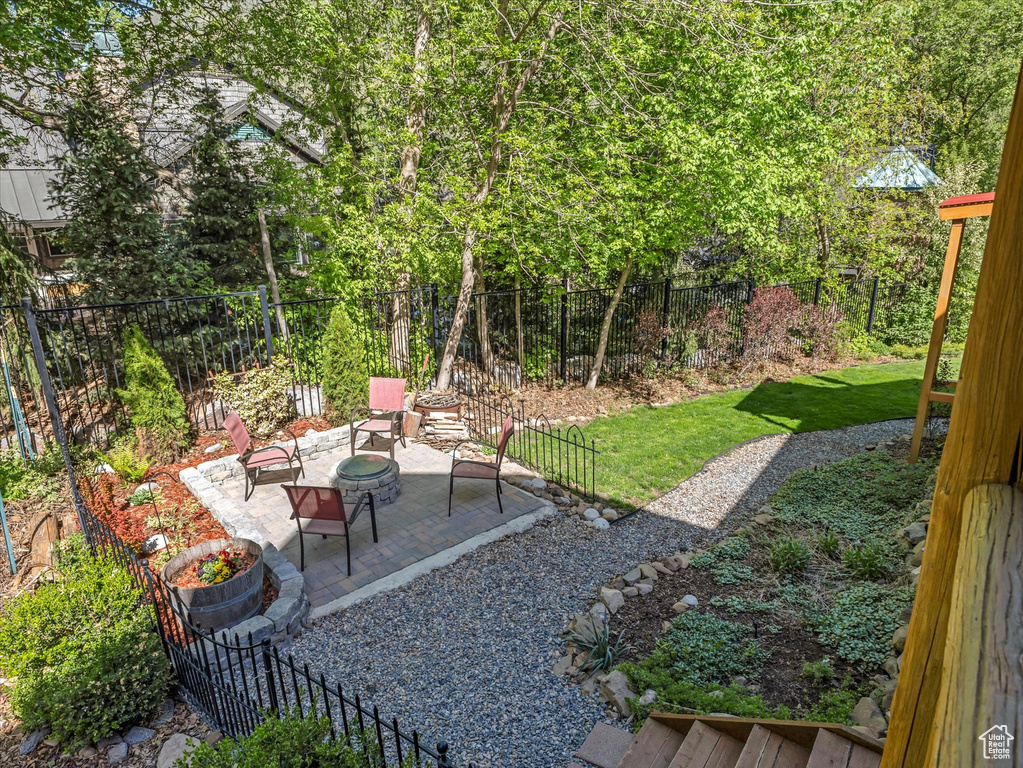 View of yard featuring a patio