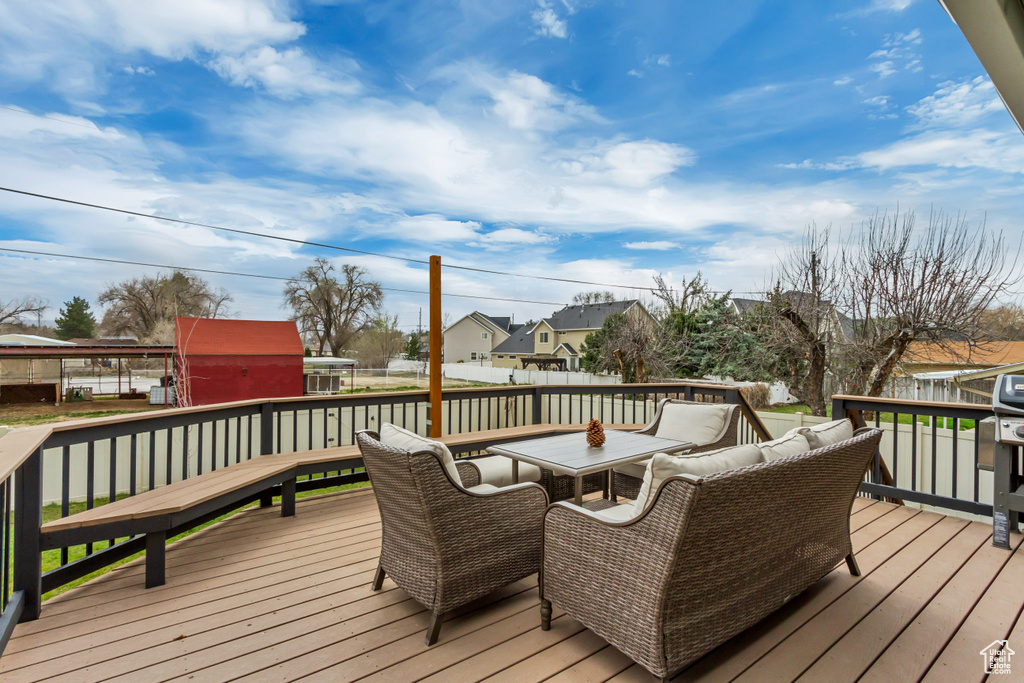 Deck with a residential view