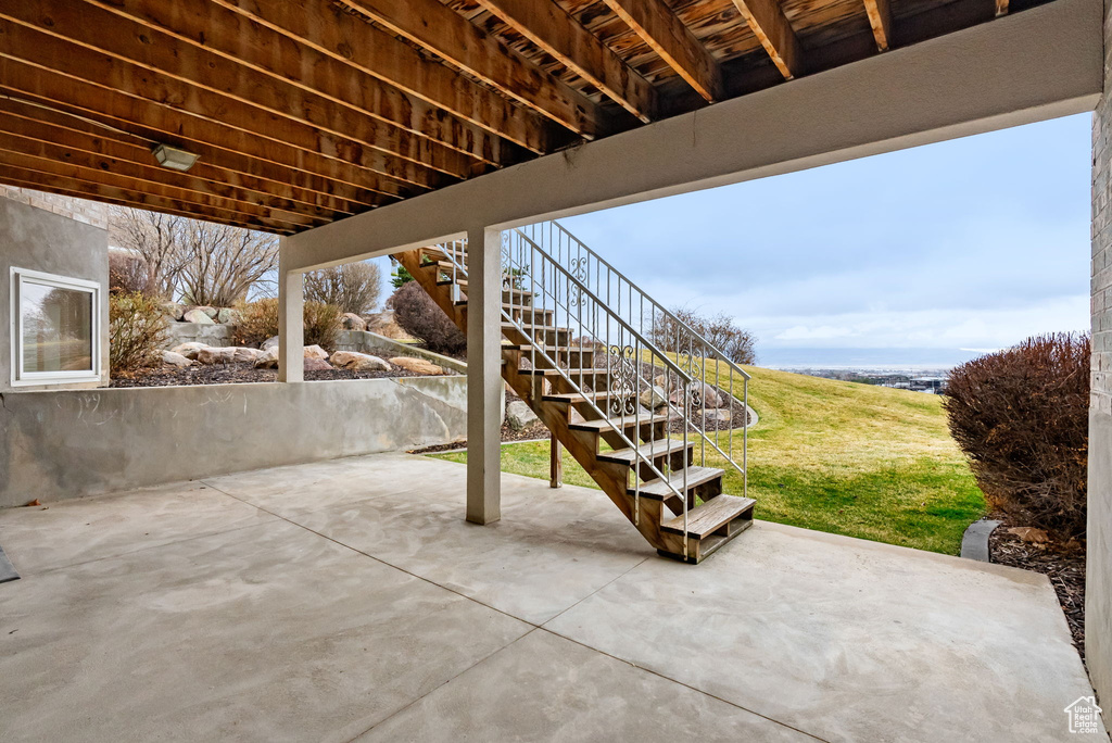 View of patio with stairway
