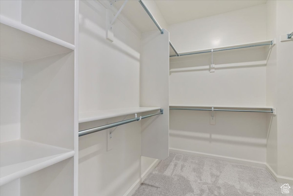 Spacious closet with carpet