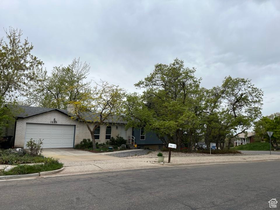View of front of house featuring an attached garage and driveway