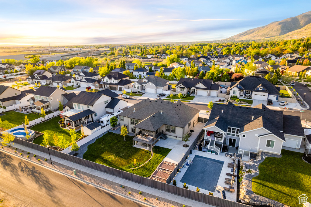 Bird\\\\\\\'s eye view with a mountain view and a residential view