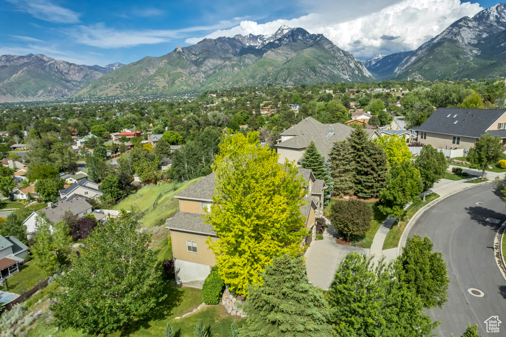 View of mountain background with nearby suburban area