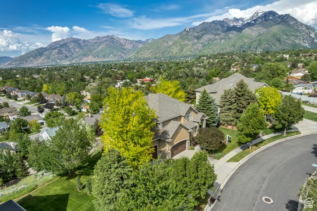 View of mountain background with nearby suburban area