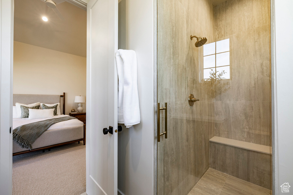 Ensuite bathroom with a shower stall