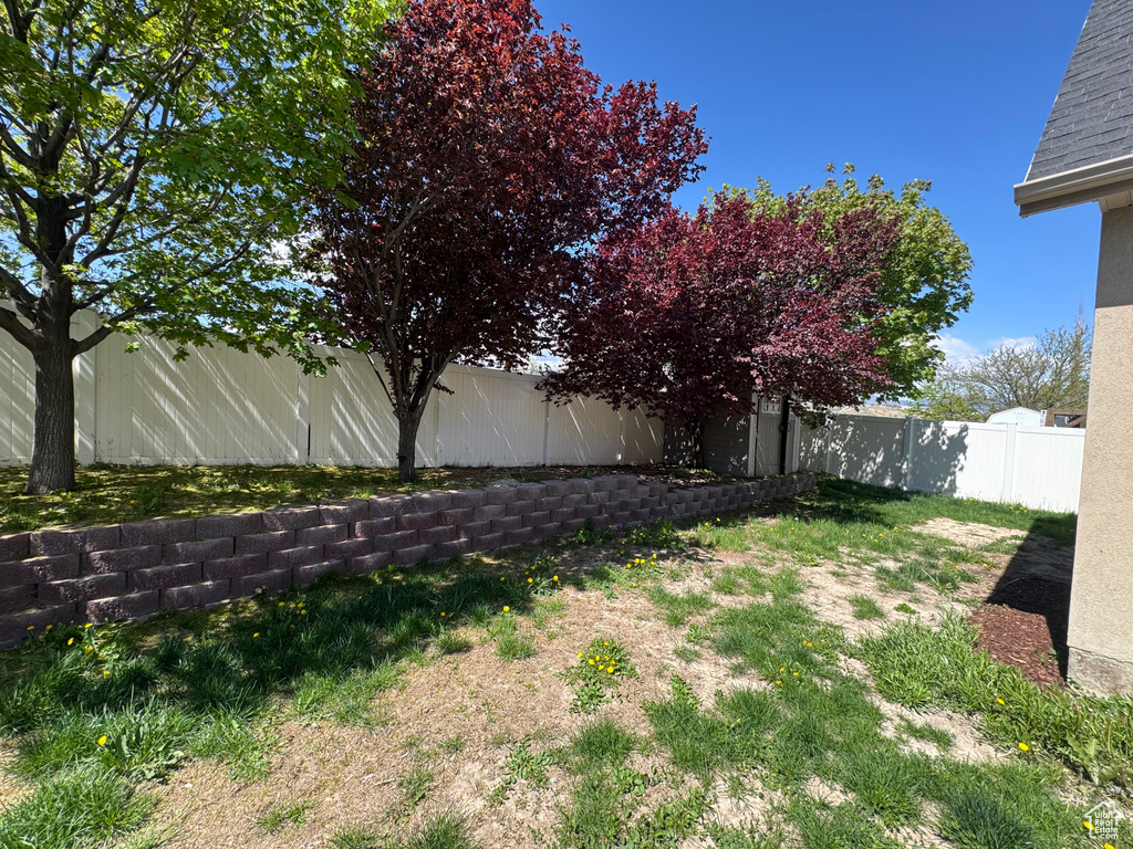 View of yard featuring a fenced backyard