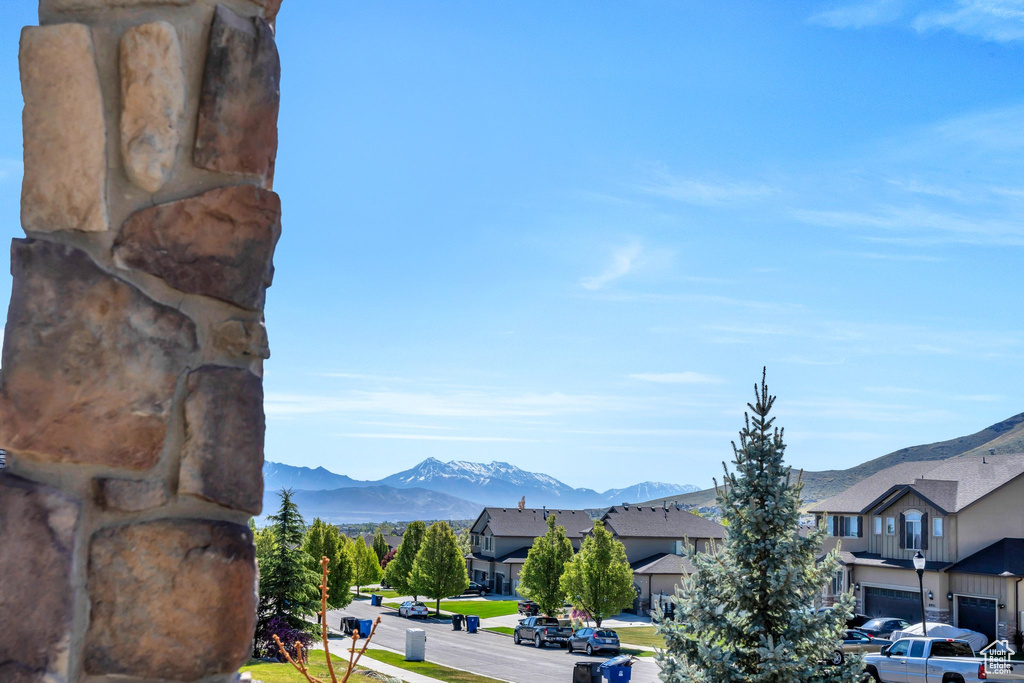 Property view of mountains featuring a residential view