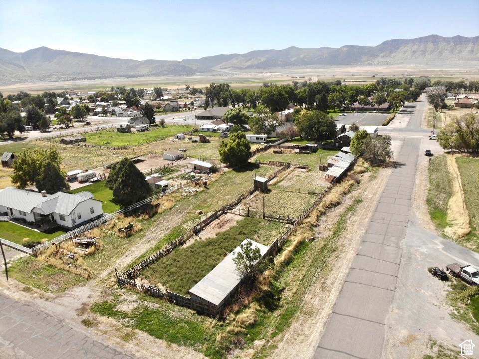 Aerial view with a mountain view and a rural view
