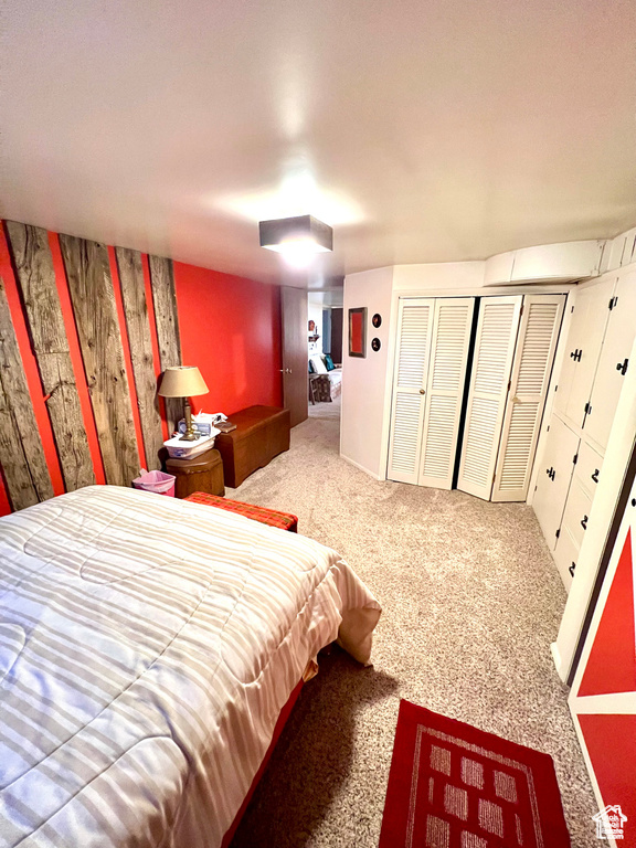 Bedroom featuring carpet