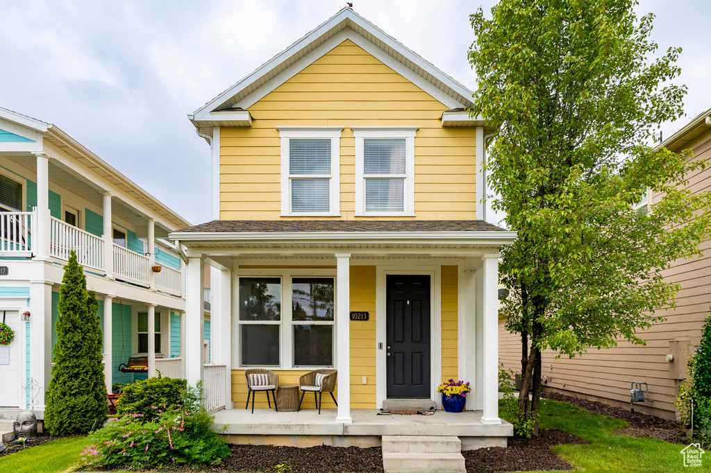 View of front of house featuring covered porch