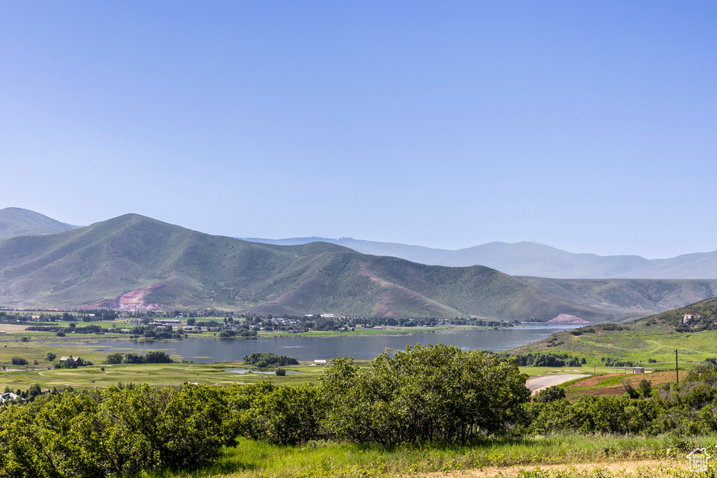 View of mountain feature featuring a water view