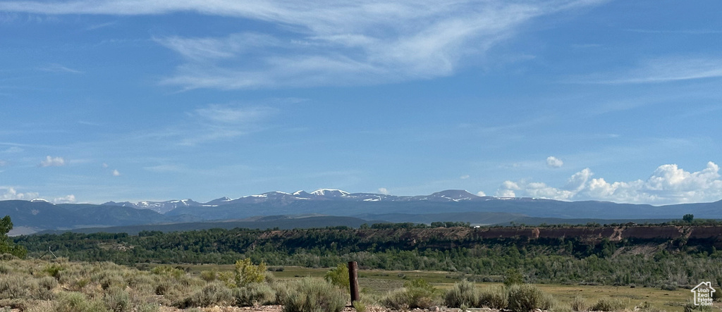 View of mountain background with rural landscape
