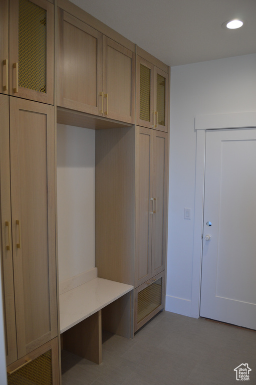 Mudroom featuring recessed lighting