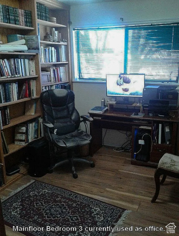 Home office featuring wood finished floors