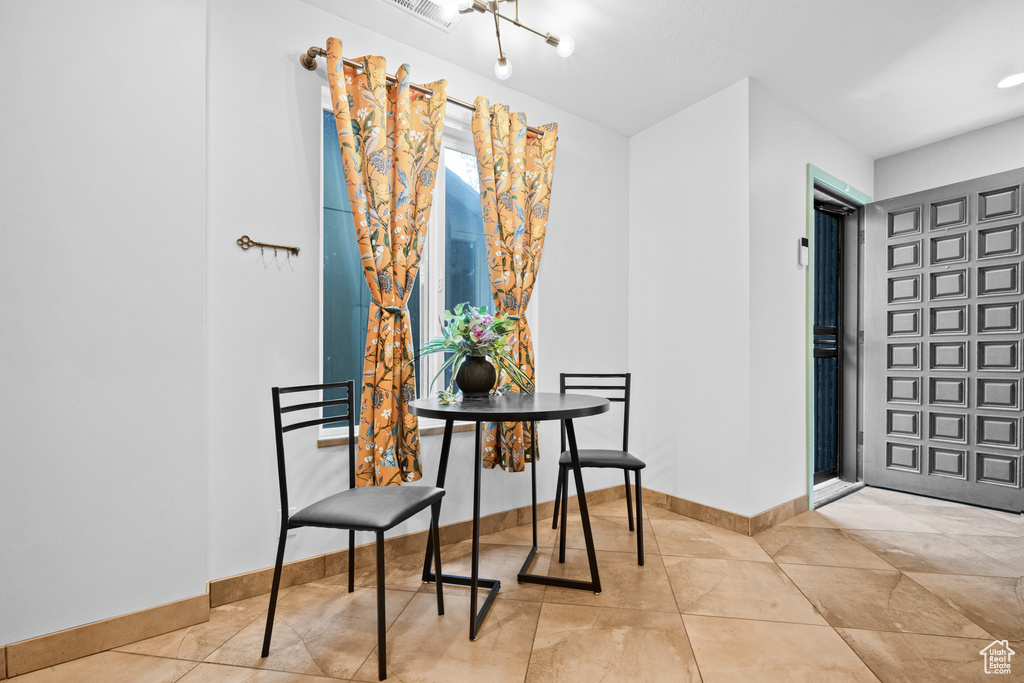 Dining area with baseboards