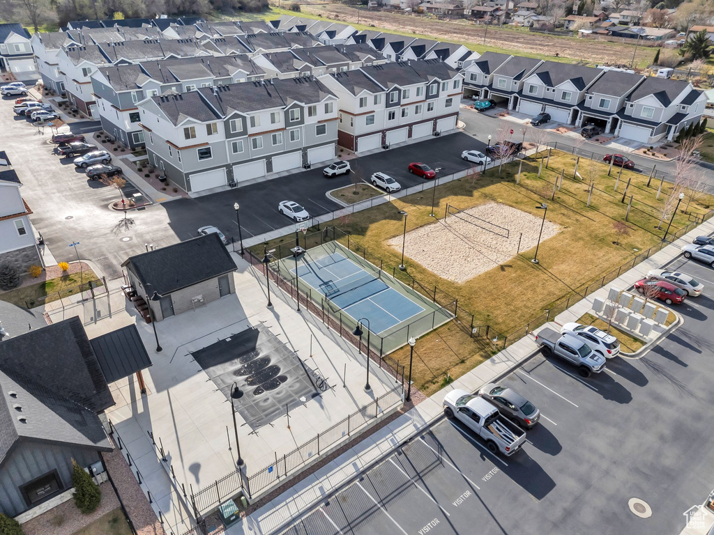 Bird's eye view with a residential view