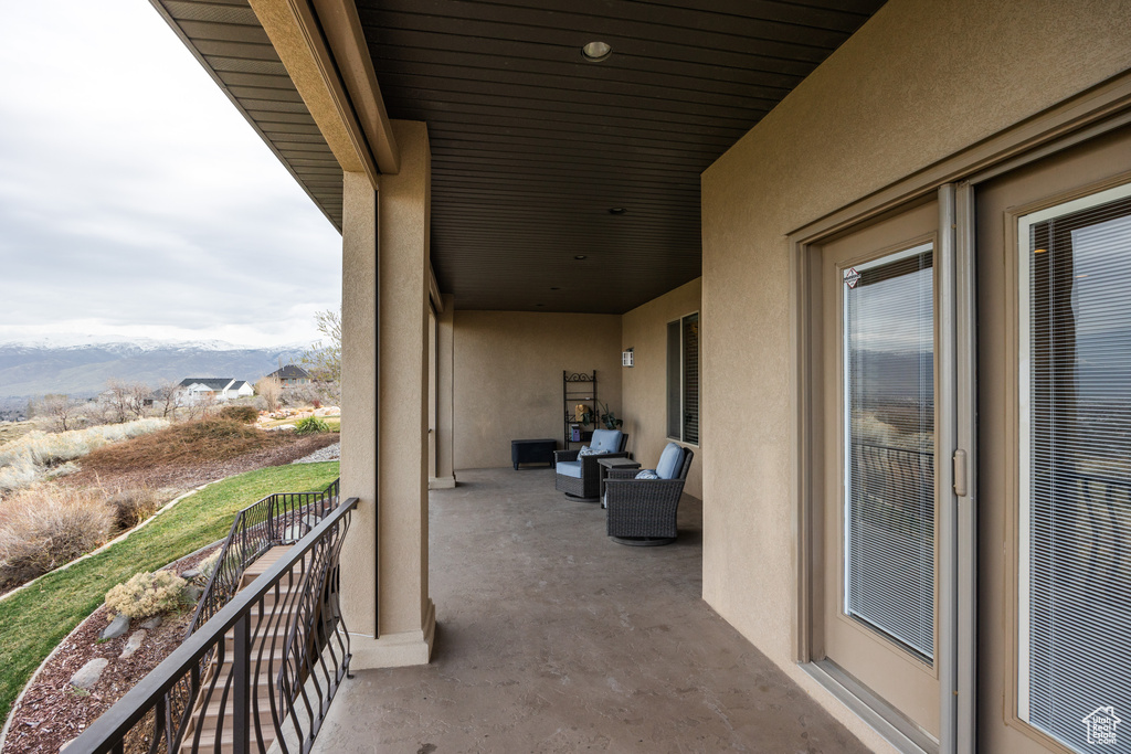 Balcony with a mountain view